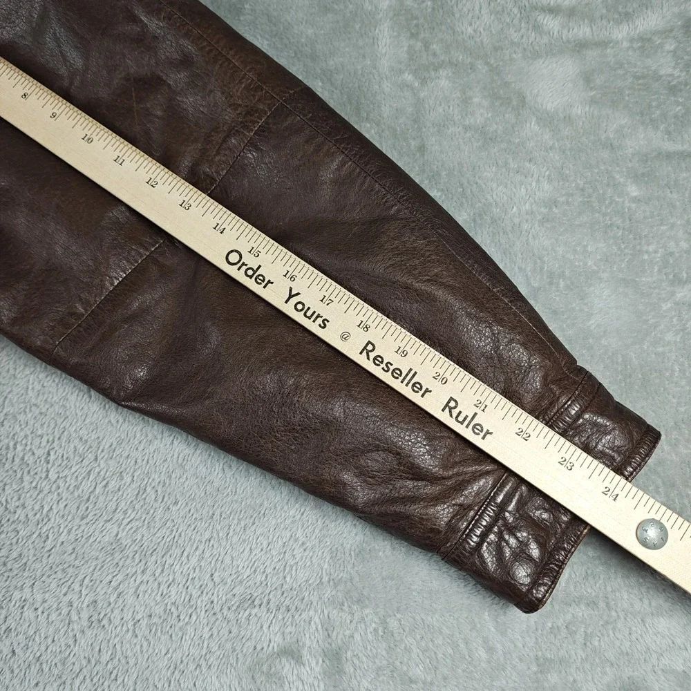 Vintage John Ashford Outdoors Jacket Mens Large Brown Leather Bomber Quilted